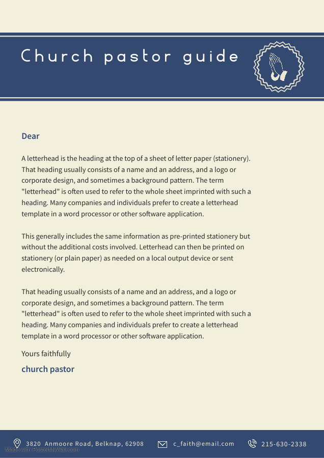 Here is sample letter of recommendation from church to guide and help as you recommend a church member to somewhere